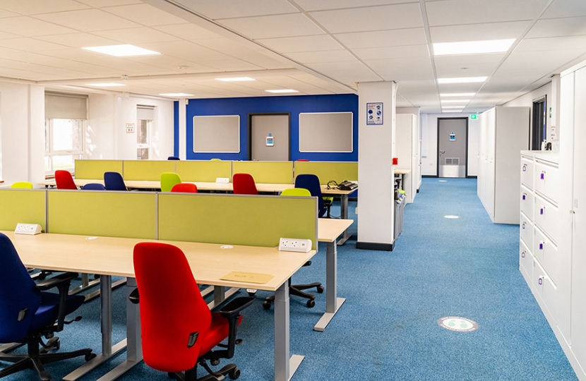 A view of the new police desks